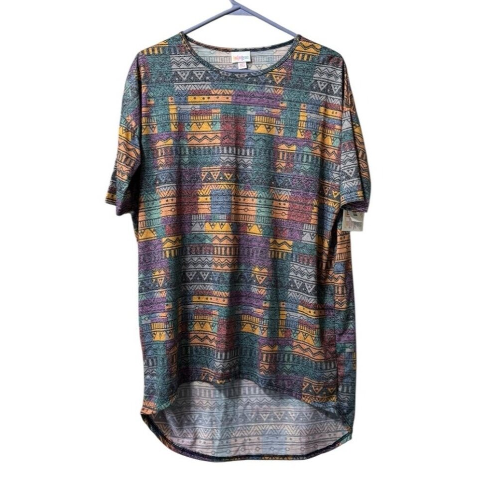 LuLaRoe Irma Top Geometric Size XXS Hi Low Teacher Travel Loungewear NWT